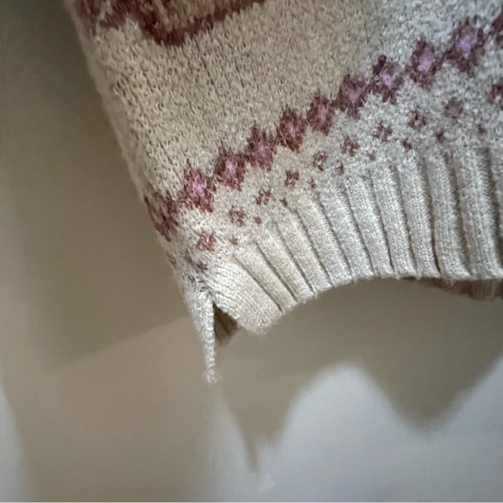 Anthropologie Haute Hippie Horse & Rose Fair Isle Knit Cardigan Cream & Pink NWT - Picture 6 of 6